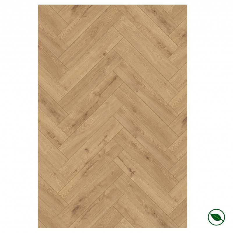 Sol stratifié motif chevron 8 mm boîte de 11 lames 0,87 m² Sundance Oak K326 PEFC 70%