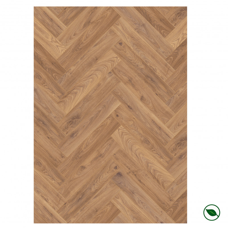 Sol stratifié motif chevron 8 mm boîte de 11 lames 0,87 m² Herringbone Firebrand Oak K450 PEFC 70%