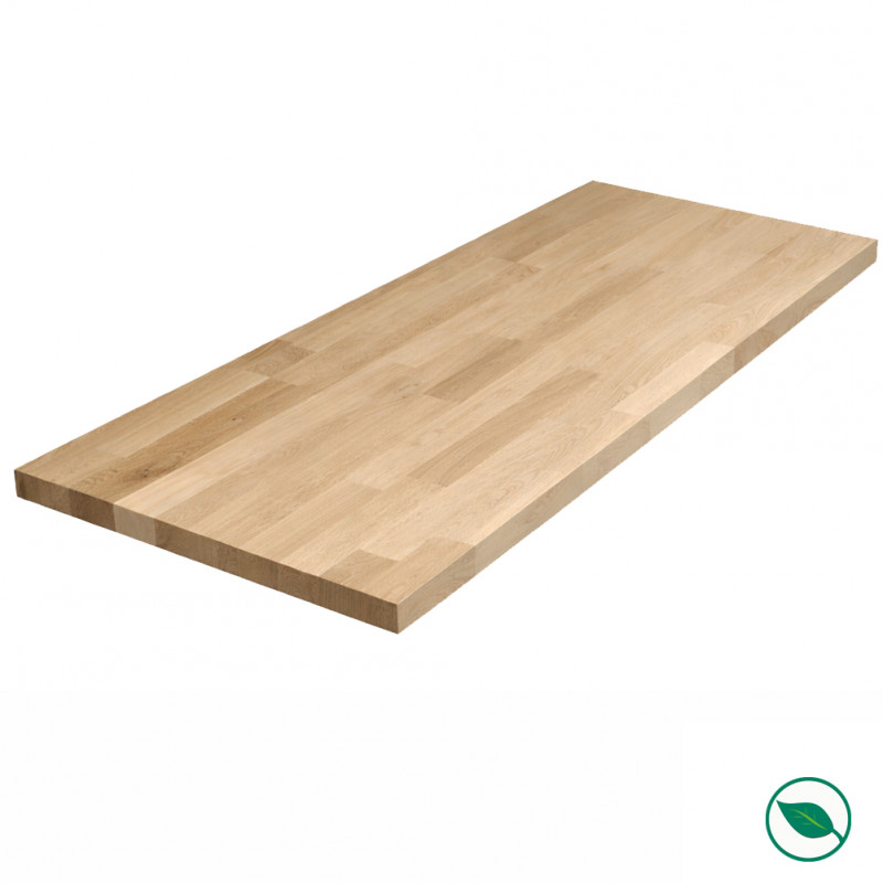 Plan de travail Chêne massif lamellé collé abouté 2000 x 650 x 26 mm - FSC 100%.