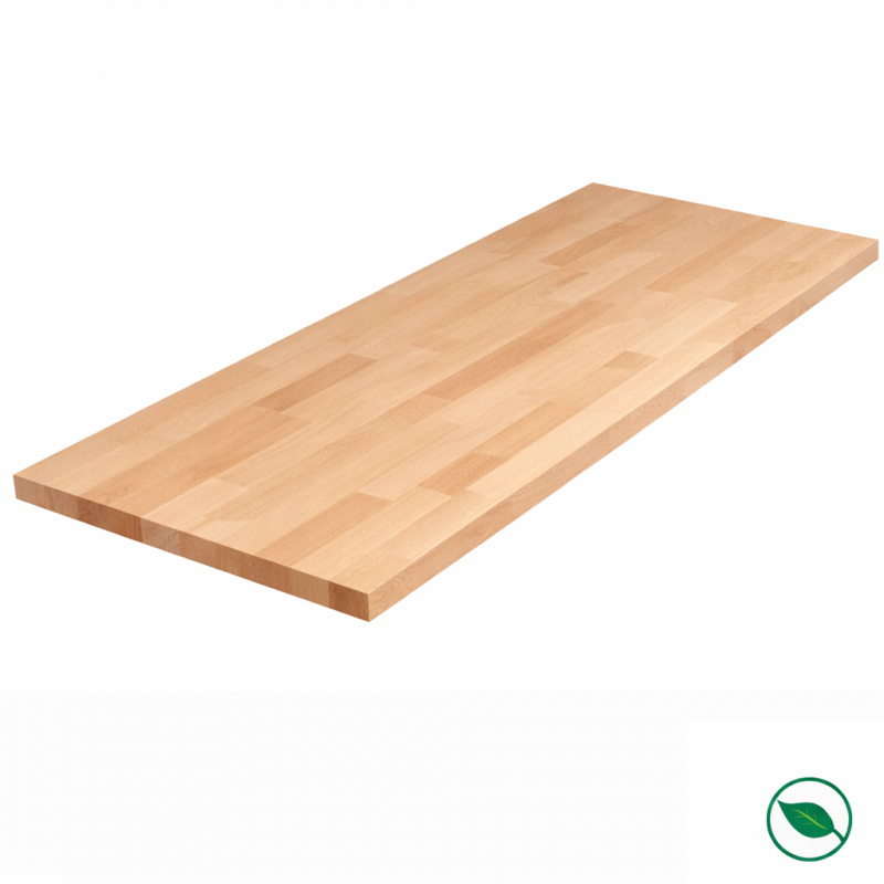 Plan de travail hêtre massif lamellé collé abouté 3000 x 650 x 38 mm -FSC 100%