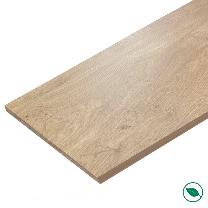 Tablette mélaminé chêne français 1200 x 200 x 18 mm - PEFC 75% .