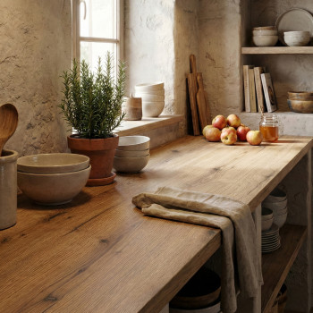 Plan de travail stratifié HPL chêne 2000 x 650 x 38 mm FSC - Gamme Signature