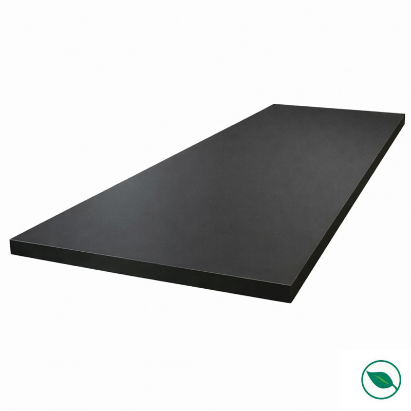 Plan de travail stratifié HPL noir mat 3000 x 650 x 38 mm FSC - Gamme Signature