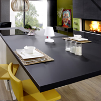 Plan de travail stratifié HPL noir mat 3000 x 650 x 38 mm FSC