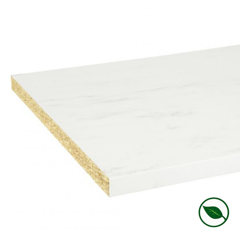 Plan de travail stratifié CPL marbre blanc 3040 x 640 x 38 mm - FSC MIXTE 70% - Gamme Confort