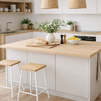 Ilot central stratifié HPL chêne clair 1600 x 900 x 38 mm FSC - Gamme Signature