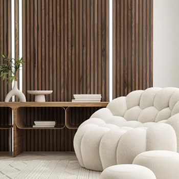 Lot de 2 Panneaux tasseaux MDF acoustique Castle OAK sur fond Noir 2770 x 300 x 20 mm - 1,662 m² PEFC 70%