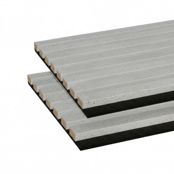 Lot de 2 Panneaux tasseaux MDF acoustique Béton sur fond Noir 2770 x 300 x 20 mm - 1,662 m² PEFC 70%