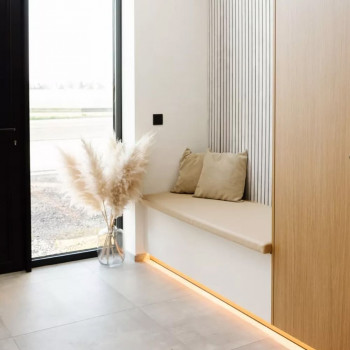 Lot de 2 Panneaux tasseaux MDF acoustique Béton sur fond Noir 2770 x 300 x 20 mm - 1,662 m² PEFC 70%