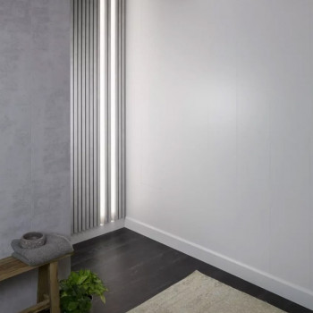 Lot de 2 Panneaux tasseaux MDF acoustique Béton sur fond Noir 2770 x 300 x 20 mm - 1,662 m² PEFC 70%