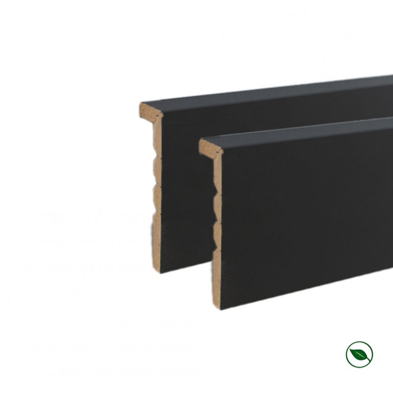 Lot de 2 moulures de finition pour panneaux tasseaux MDF Noir 2700 x 120 x 30 mm PEFC 70%