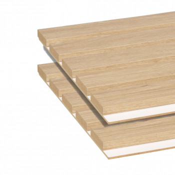 Lot de 2 Panneaux tasseaux MDF Chêne clair sur fond Blanc 2770 x 300 x 20 mm - 1,662 m² PEFC 70%