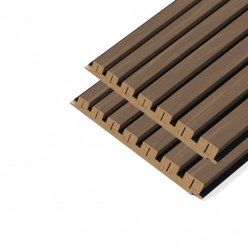 Lot de 2 Panneaux tasseaux MDF Noyer fumé sur fond Noir 2770 x 300 x 20 mm - 1,662 m² PEFC 70%