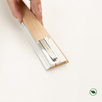 Profil tasseaux PVC LED décor Chêne clair sur fond Noir mat 2770 x 54 x 20 mm PEFC 70%