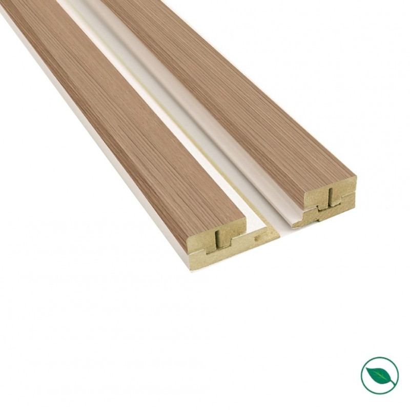 Kit profilé de finition tasseaux MDF Chêne naturel sur fond Blanc 2770 x 71 x 32 mm PEFC 70%