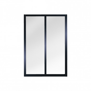 Verrière atelier slim 2 carreaux obèche noir métal 1040 x 717 mm - verre trempé