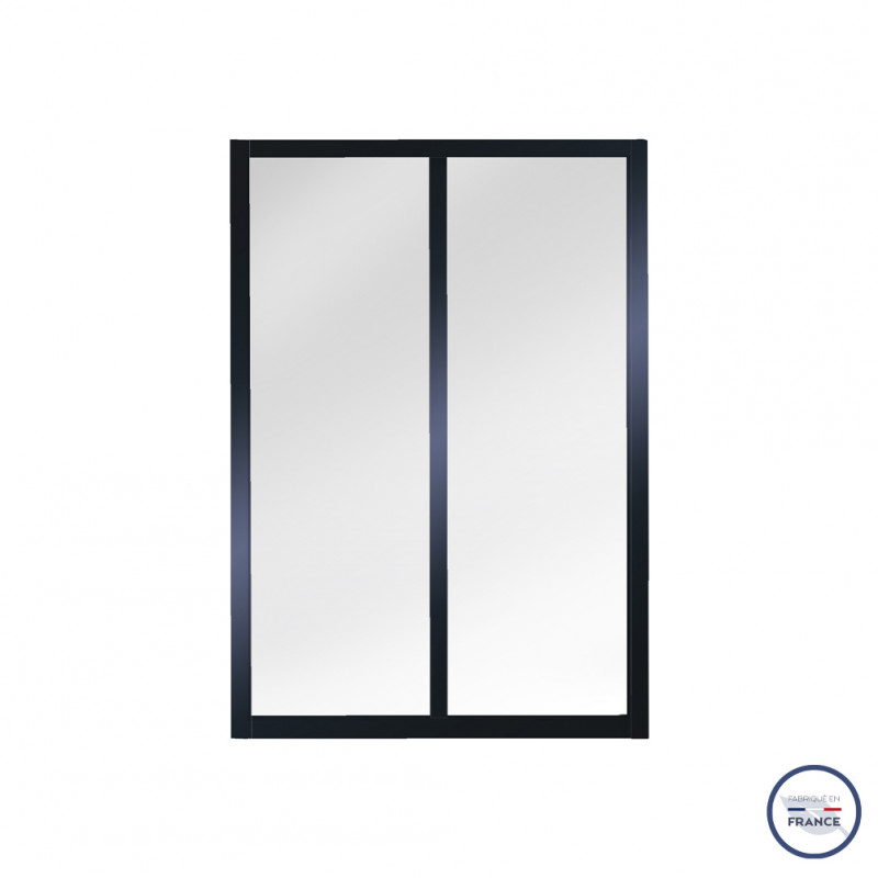 Verrière atelier slim 2 carreaux obèche noir métal 1040 x 717 mm - verre trempé