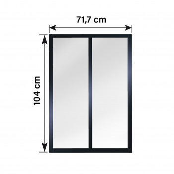 Verrière atelier slim 2 carreaux obèche noir métal 1040 x 717 mm - verre trempé