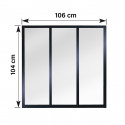 Verrière atelier slim 3 carreaux obèche noir métal 1040 x 1060 x 40 mm - verre trempé