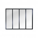 Verrière atelier slim 4 carreaux obèche noir métal 1040 x 1404 x 40 mm - verre trempé