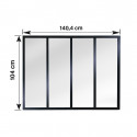 Verrière atelier slim 4 carreaux obèche noir métal 1040 x 1404 x 40 mm - verre trempé