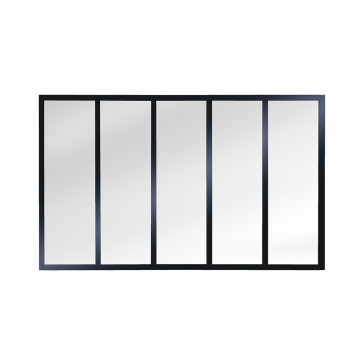Verrière atelier slim 5 carreaux obèche noir métal 1040 x 1747 x 40 mm - verre trempé