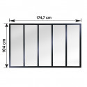 Verrière atelier slim 5 carreaux obèche noir métal 1040 x 1747 x 40 mm - verre trempé