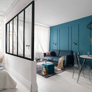 Verrière atelier slim 5 carreaux obèche noir métal 1040 x 1747 x 40 mm - verre trempé