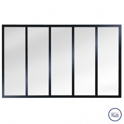 Verrière atelier slim 5 carreaux obèche noir métal 1040 x 1747 x 40 mm - verre trempé
