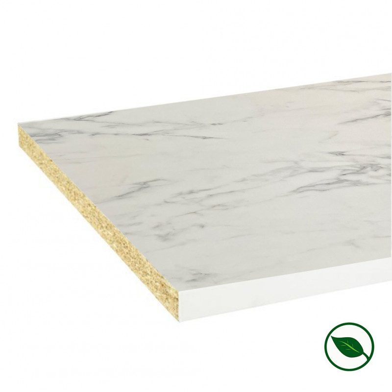 Plan de travail stratifié CPL marbre blanc 3040 x 640 x 38 mm - FSC MIXTE 70% - Gamme Confort