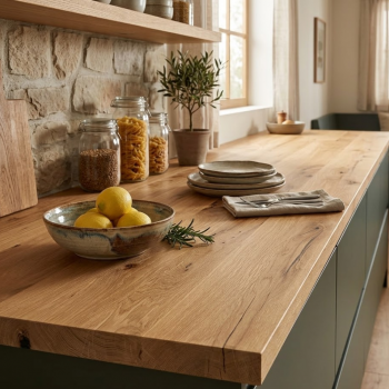 Plan de travail Chêne massif pleines lames 3000 x 800 x 25 mm