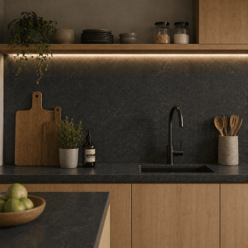 Crédence cuisine stratifiée HPL réversible ardoise/marbre gris 3000 x 640 x 13,4 mm FSC
