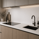 Crédence cuisine stratifiée HPL réversible blanc/pierre naturelle 3000 x 640 x 13,4 mm FSC