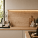 Crédence cuisine stratifiée HPL réversible chêne/chêne brun 3000 x 640 x 13,4 mm FSC