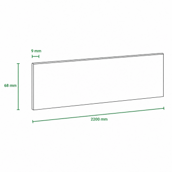 Pack de 5 plinthes bord carré MDF revêtues blanc 2200 x 68 x 9 mm PEFC 70%