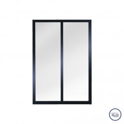 Verrière atelier slim 2 carreaux obèche noir métal 1040 x 717 mm - verre trempé