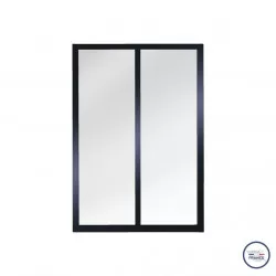 Verrière atelier slim 2 carreaux obèche noir métal 1040 x 717 mm - verre trempé