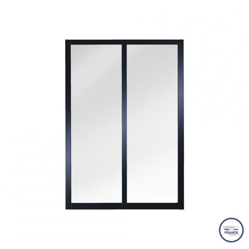 Verrière atelier slim 2 carreaux obèche noir métal 1040 x 717 mm - verre trempé