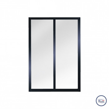 Verrière atelier slim 2 carreaux obèche noir métal 1040 x 717 mm - verre trempé