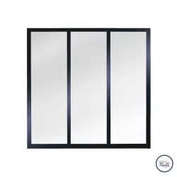 Verrière atelier slim 3 carreaux obèche noir métal 1040 x 1060 x 40 mm - verre trempé