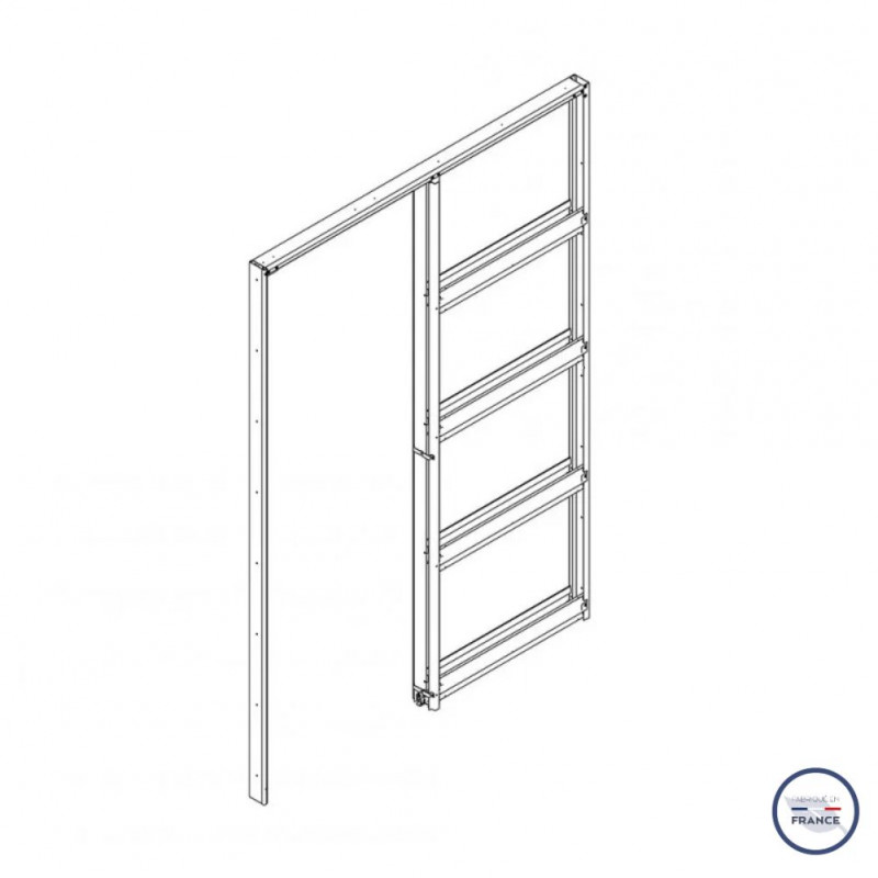 Kit galandage avec amortisseurs pour porte coulissante 83 cm