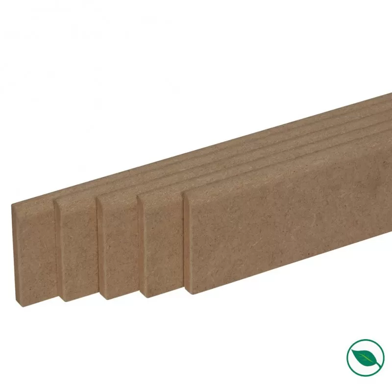 Pack promotionnel de 5 plinthes MDF brut 2000 x 57 x 9 mm - PEFC 70%.