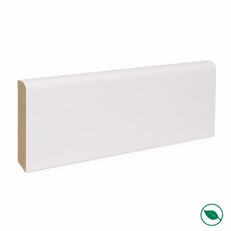 Pack de 4 plinthes bord arrondi MDF revêtues blanc 2400 x 120 x 19 mm PEFC 70%