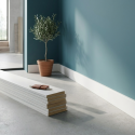Pack de 5 plinthes bord arrondi MDF revêtues blanc 2200 x 68 x 10 mm PEFC 70%