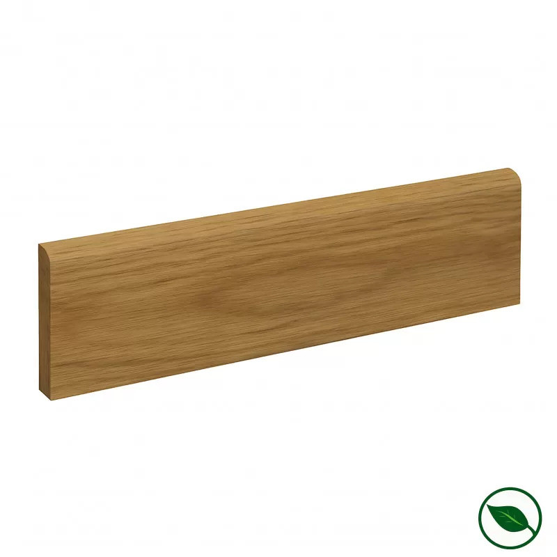 Pack promotionnel de 5 plinthes MDF revetu chêne bord arrondi 2000 x 68 x 9 mm .