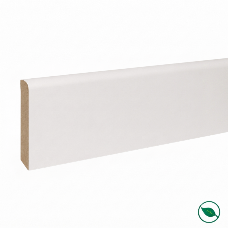 Pack de 5 plinthes bord arrondi MDF revêtues blanc 2000 x 95 x 9 mm PEFC 70%