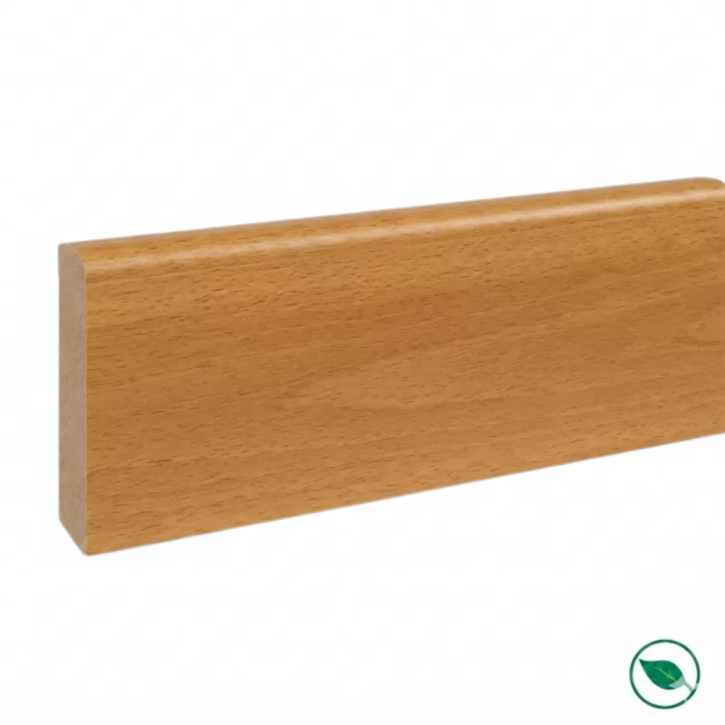 Pack de 5 plinthes bord arrondi MDF Revêtues hêtre 2000 x 68 x 9 mm PEFC 70%