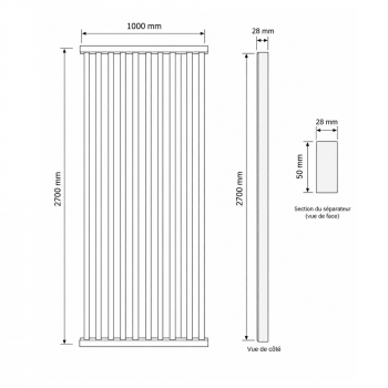 Lot de 4 Tasseaux séparateurs MDF chêne naturel 2700 x 50 x 28 mm