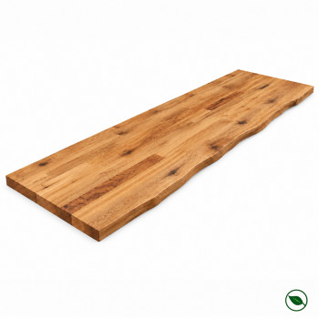 Plan de travail Chêne massif bord naturel huilé 2500 x 650 x 40 mm