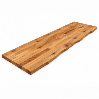 Plan de travail Chêne massif bord naturel huilé 2500 x 650 x 40 mm